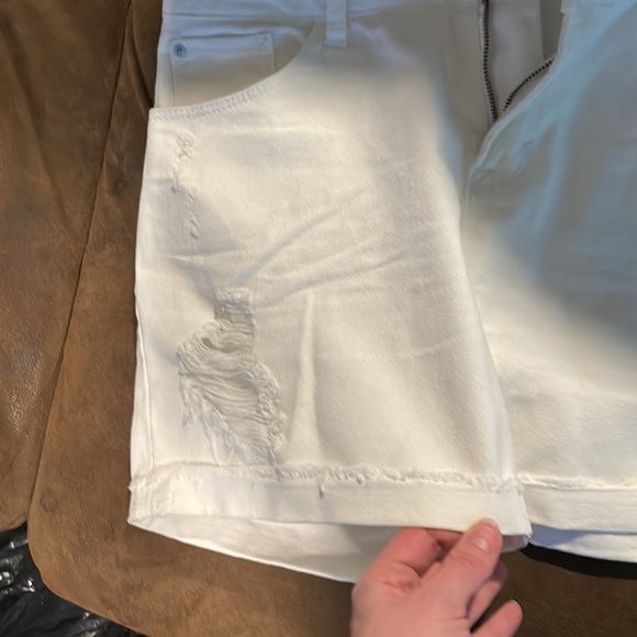 White Distressed Jean Shorts - Picture 3 of 4